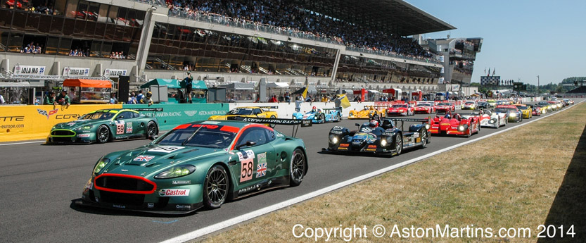 The grid about to start the 2005 Le Mans 24 hour race - shows the pair of DBR9's entered my Aston Martin Racing
